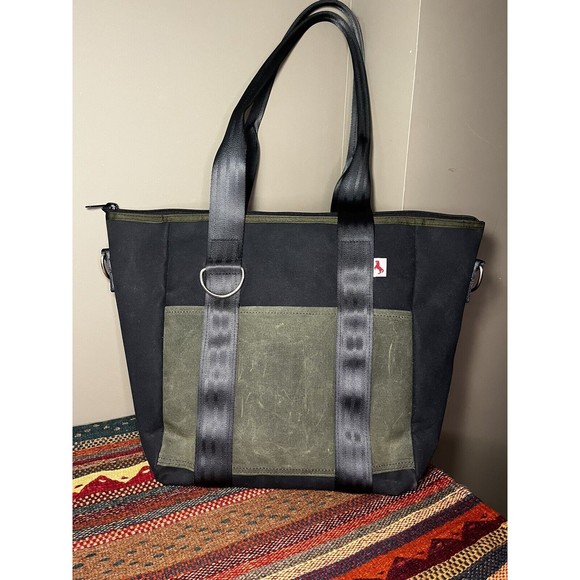 Fabric Horse Handbags - Fabric Horse Weekender Tote Bag Evergreen Waxed Canvas color No Long Strap